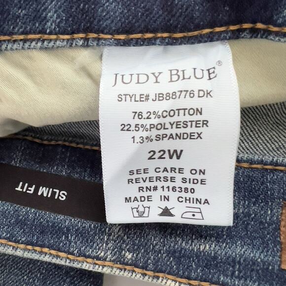 Judy Blue Slim Fit Medium Wash High Rise Jeans Plus Sz 22W JB88776 DK Whiskered - Picture 12 of 16